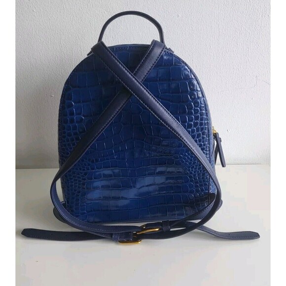 Tory Burch Croc-Embossed Navy Blue Leather Mini Backpack 495$ main image 8